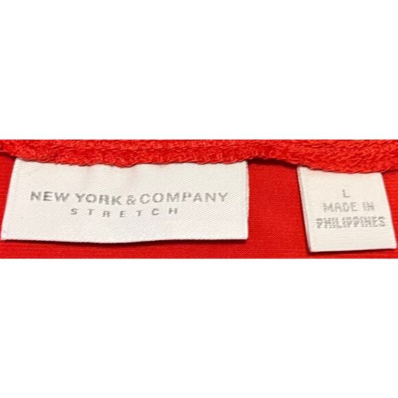 NEW YORK & CO. STRETCH SLEEVELESS BLOUSE, WOMENS, L, ORANGE, PULL-ON, ROUND NECK - Picture 7 of 9